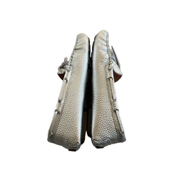 J.Crew Driving moccasins in leather metallic silver sz 6.5 - Picture 6 of 7
